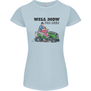 Will Mo the Lawn For Beer Funny Alcohol Womens Petite Cut T-Shirt Light Blue