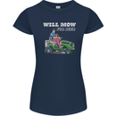 Will Mo the Lawn For Beer Funny Alcohol Womens Petite Cut T-Shirt Navy Blue
