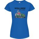 Will Mo the Lawn For Beer Funny Alcohol Womens Petite Cut T-Shirt Royal Blue