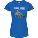 Will Mo the Lawn For Beer Funny Alcohol Womens Petite Cut T-Shirt Royal Blue
