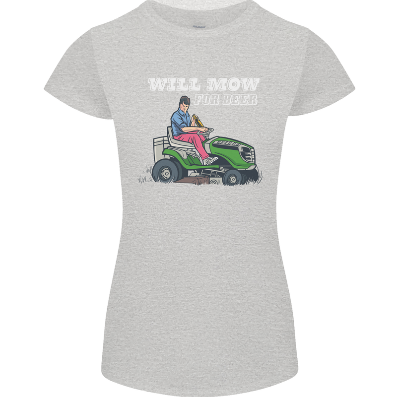 Will Mo the Lawn For Beer Funny Alcohol Womens Petite Cut T-Shirt Sports Grey