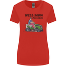 Will Mo the Lawn For Beer Funny Alcohol Womens Wider Cut T-Shirt Red