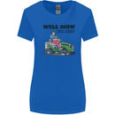 Will Mo the Lawn For Beer Funny Alcohol Womens Wider Cut T-Shirt Royal Blue