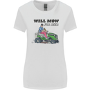 Will Mo the Lawn For Beer Funny Alcohol Womens Wider Cut T-Shirt White