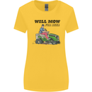 Will Mo the Lawn For Beer Funny Alcohol Womens Wider Cut T-Shirt Yellow