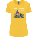 Will Mo the Lawn For Beer Funny Alcohol Womens Wider Cut T-Shirt Yellow