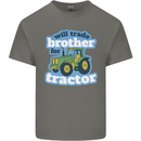 Will Trade Brother For Tractor Farming Kids T-Shirt Childrens Charcoal