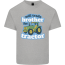 Will Trade Brother For Tractor Farming Kids T-Shirt Childrens Sports Grey