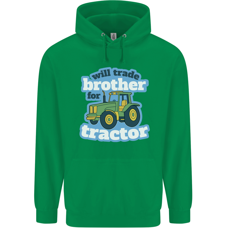 Will Trade Brother For Tractor Farming Mens 80% Cotton Hoodie Irish Green