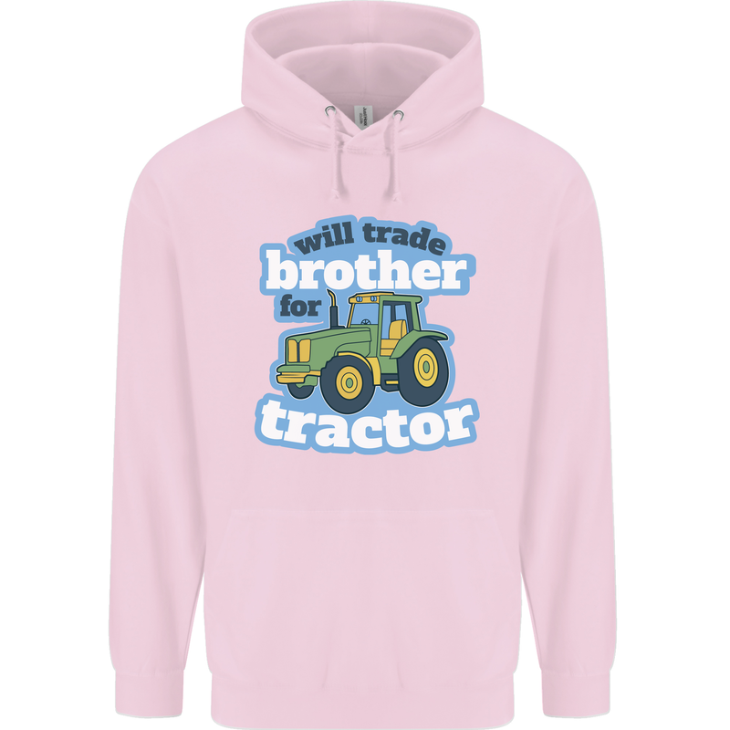 Will Trade Brother For Tractor Farming Mens 80% Cotton Hoodie Light Pink
