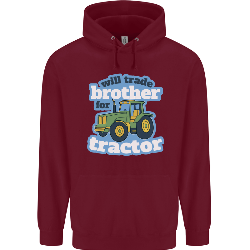 Will Trade Brother For Tractor Farming Mens 80% Cotton Hoodie Maroon