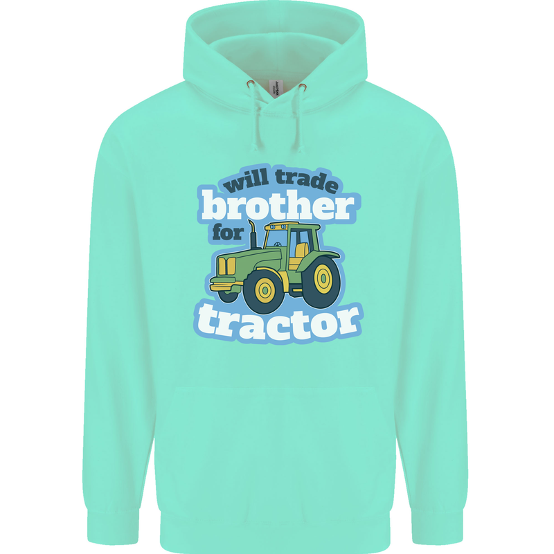 Will Trade Brother For Tractor Farming Mens 80% Cotton Hoodie Peppermint