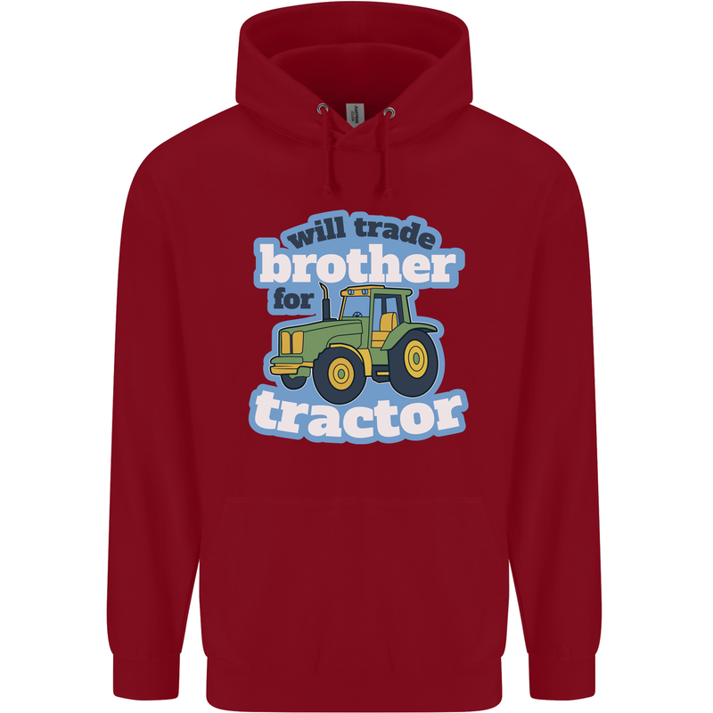Will Trade Brother For Tractor Farming Mens 80% Cotton Hoodie Red