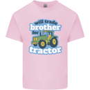 Will Trade Brother For Tractor Farming Mens Cotton T-Shirt Tee Top Light Pink