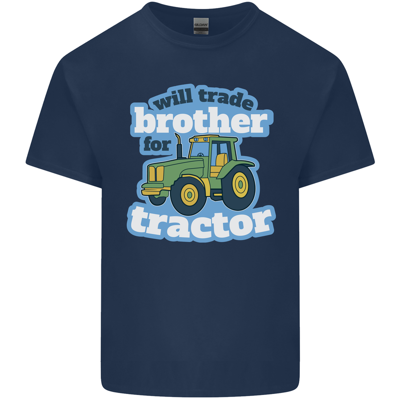 Will Trade Brother For Tractor Farming Mens Cotton T-Shirt Tee Top Navy Blue
