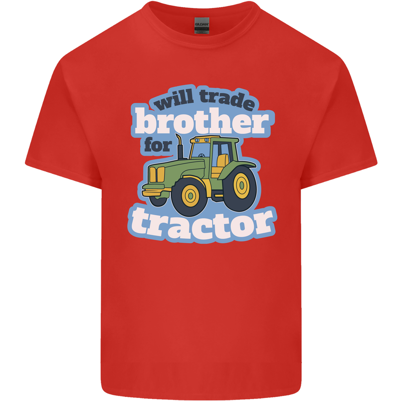 Will Trade Brother For Tractor Farming Mens Cotton T-Shirt Tee Top Red