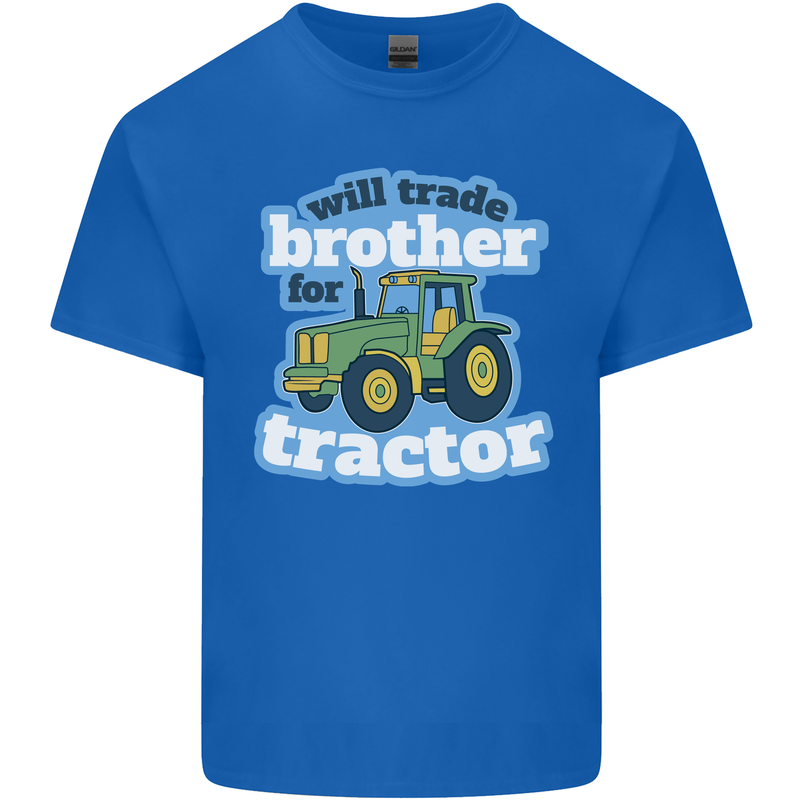 Will Trade Brother For Tractor Farming Mens Cotton T-Shirt Tee Top Royal Blue