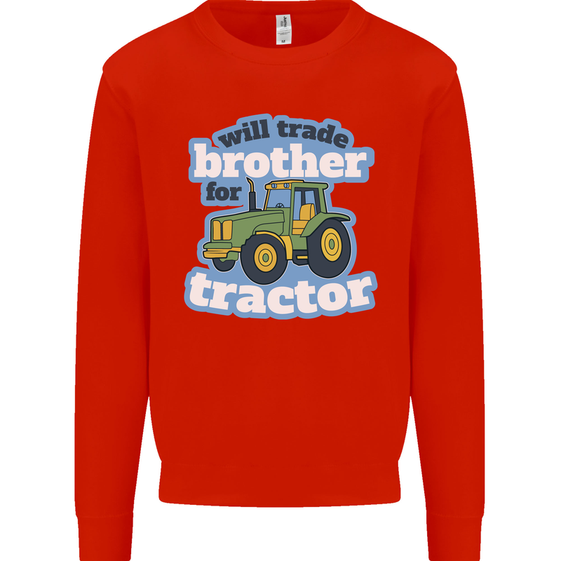 Will Trade Brother For Tractor Farming Mens Sweatshirt Jumper Bright Red