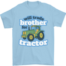 Will Trade Brother For Tractor Farming Mens T-Shirt 100% Cotton Light Blue