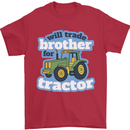 Will Trade Brother For Tractor Farming Mens T-Shirt 100% Cotton Red