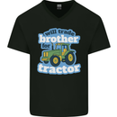 Will Trade Brother For Tractor Farming Mens V-Neck Cotton T-Shirt Black