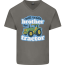 Will Trade Brother For Tractor Farming Mens V-Neck Cotton T-Shirt Charcoal