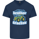 Will Trade Brother For Tractor Farming Mens V-Neck Cotton T-Shirt Navy Blue