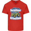 Will Trade Brother For Tractor Farming Mens V-Neck Cotton T-Shirt Red
