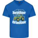 Will Trade Brother For Tractor Farming Mens V-Neck Cotton T-Shirt Royal Blue