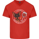 Wine With My Min Pin Dog Miniature Pinscher Mens V-Neck Cotton T-Shirt Red