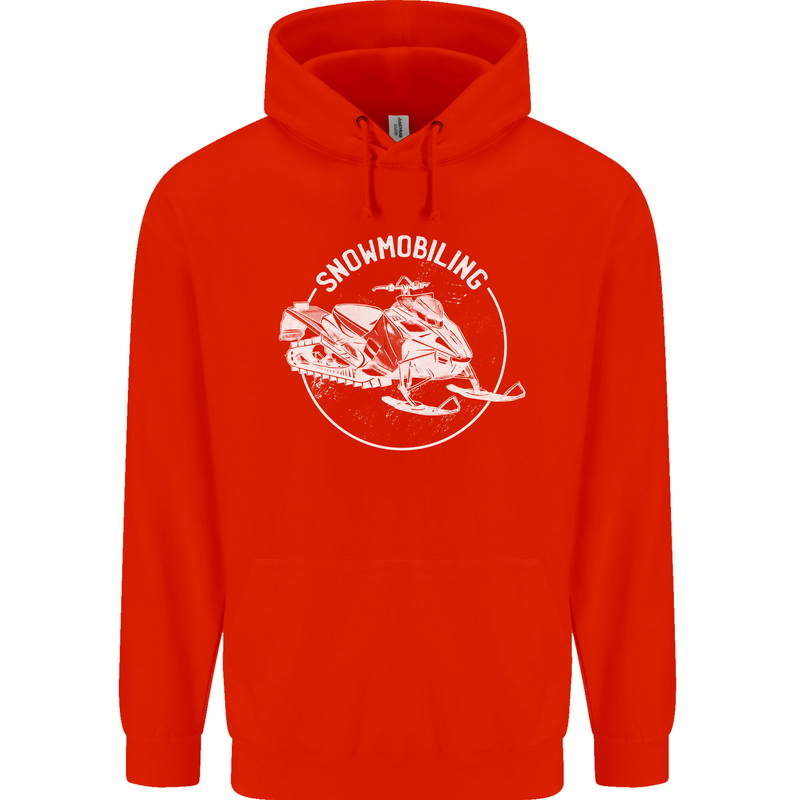 Winter Sports A Snowmobile Childrens Kids Hoodie Bright Red