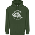 Winter Sports A Snowmobile Childrens Kids Hoodie Forest Green