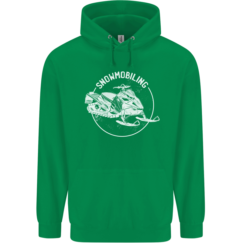 Winter Sports A Snowmobile Childrens Kids Hoodie Irish Green