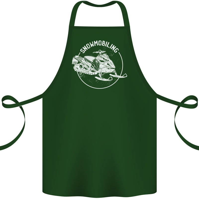 Winter Sports A Snowmobile Cotton Apron 100% Organic Forest Green