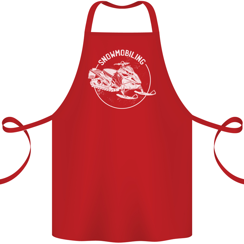 Winter Sports A Snowmobile Cotton Apron 100% Organic Red