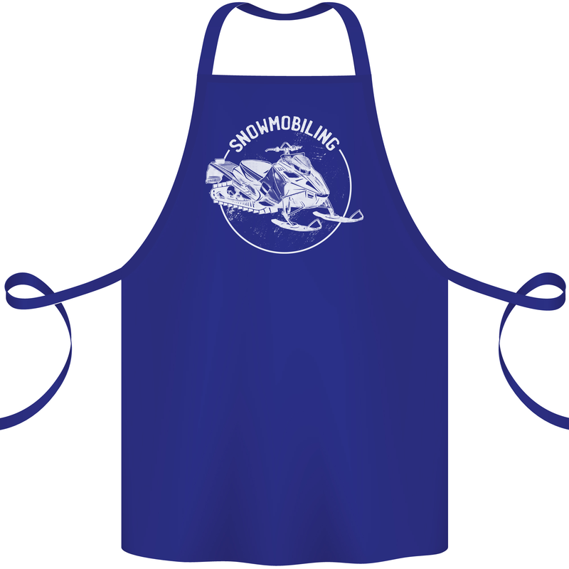 Winter Sports A Snowmobile Cotton Apron 100% Organic Royal Blue