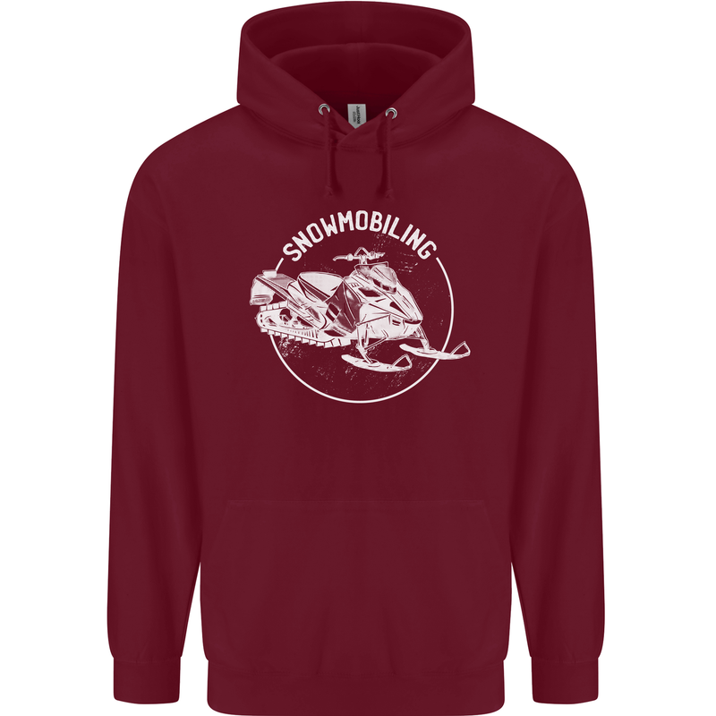 Winter Sports A Snowmobile Mens 80% Cotton Hoodie Maroon