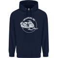 Winter Sports A Snowmobile Mens 80% Cotton Hoodie Navy Blue