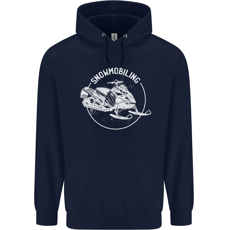 Winter Sports A Snowmobile Mens 80% Cotton Hoodie Navy Blue