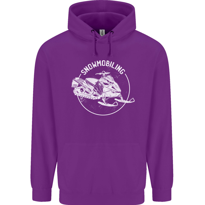 Winter Sports A Snowmobile Mens 80% Cotton Hoodie Purple