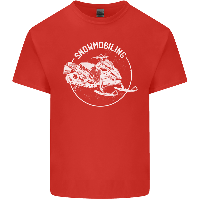 Winter Sports A Snowmobile Mens Cotton T-Shirt Tee Top Red