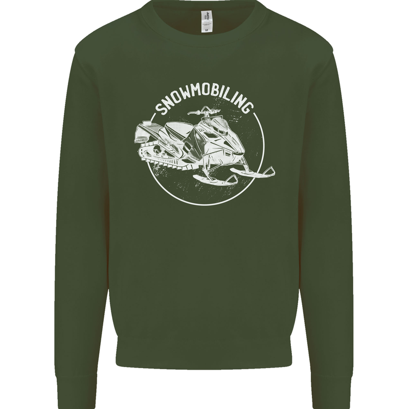 Winter Sports A Snowmobile Mens Sweatshirt Jumper Forest Green