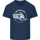 Winter Sports A Snowmobile Mens V-Neck Cotton T-Shirt Navy Blue