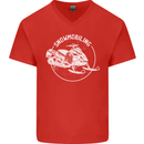 Winter Sports A Snowmobile Mens V-Neck Cotton T-Shirt Red