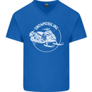 Winter Sports A Snowmobile Mens V-Neck Cotton T-Shirt Royal Blue