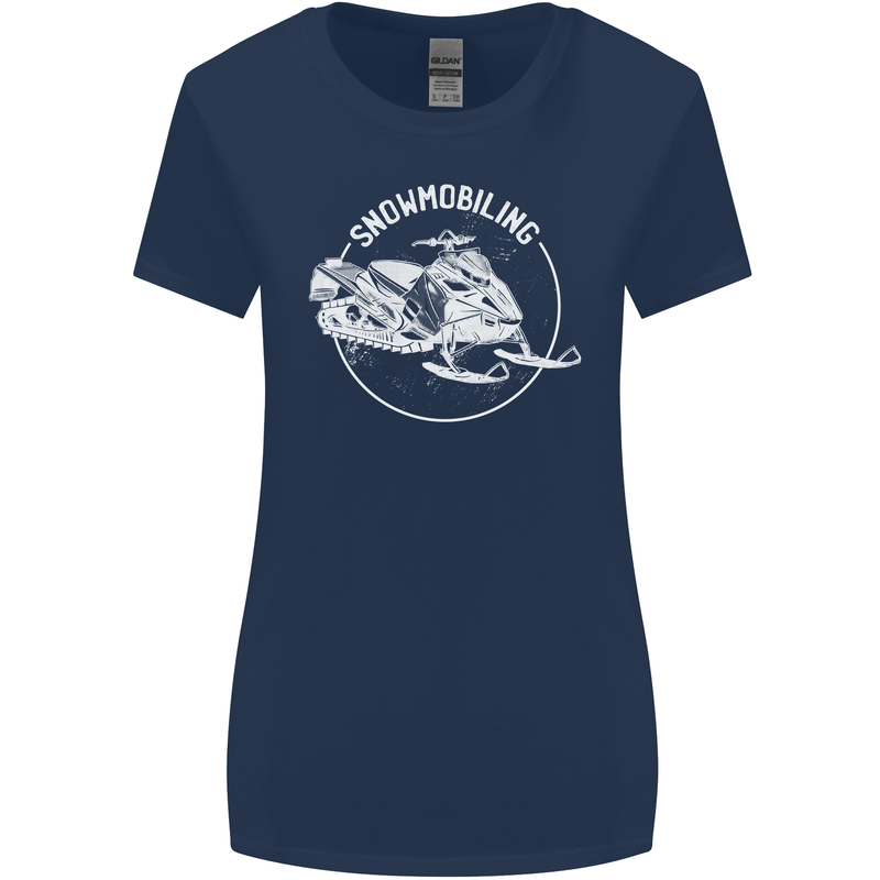 Winter Sports A Snowmobile Womens Wider Cut T-Shirt Navy Blue