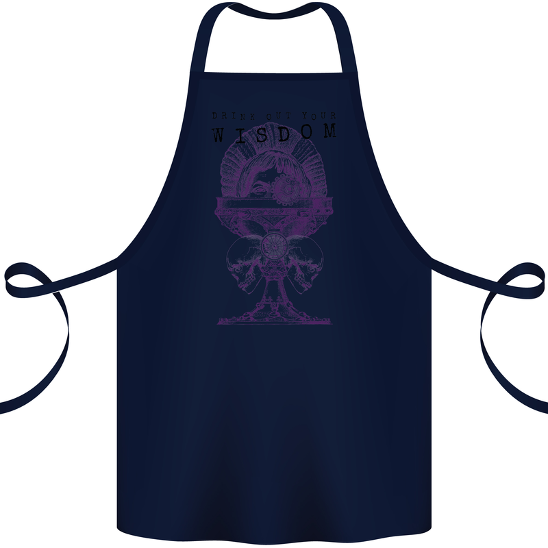 Wisdom Goblet Obscure Makabra Cotton Apron 100% Organic Navy Blue