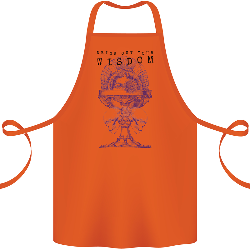 Wisdom Goblet Obscure Makabra Cotton Apron 100% Organic Orange