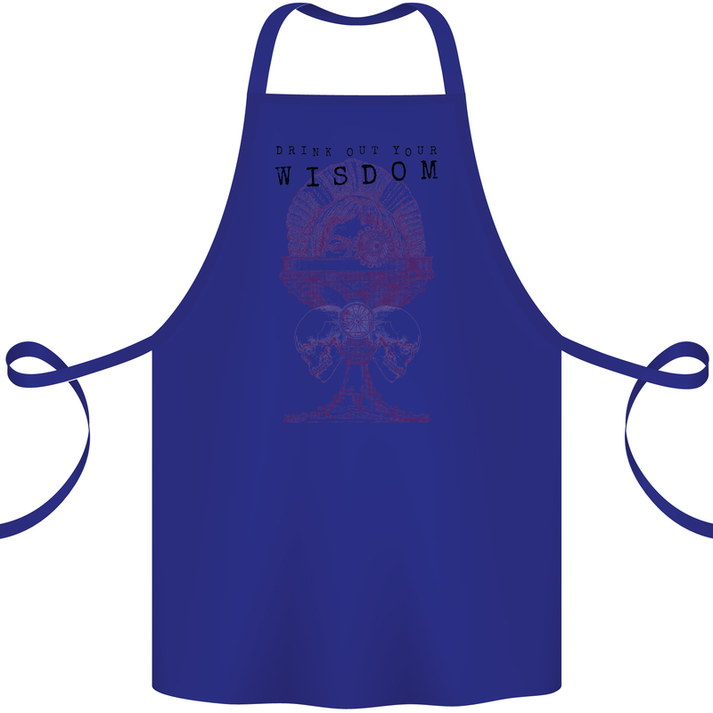 Wisdom Goblet Obscure Makabra Cotton Apron 100% Organic Royal Blue