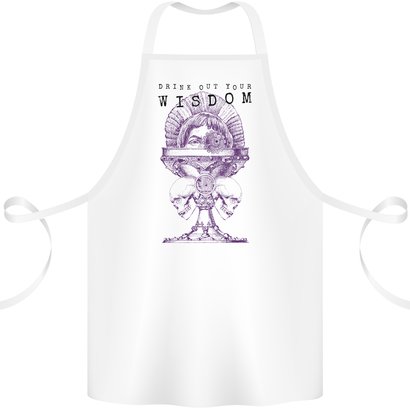 Wisdom Goblet Obscure Makabra Cotton Apron 100% Organic White